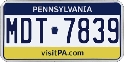 PA license plate MDT7839