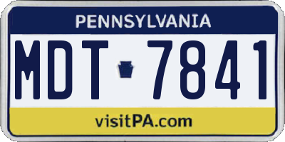 PA license plate MDT7841