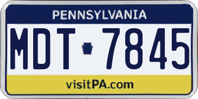 PA license plate MDT7845