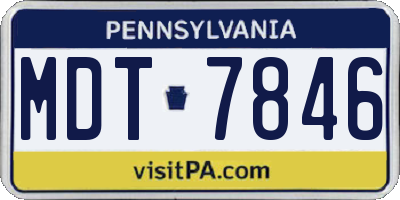 PA license plate MDT7846