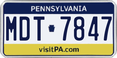 PA license plate MDT7847