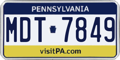 PA license plate MDT7849