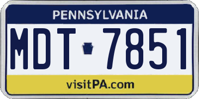 PA license plate MDT7851