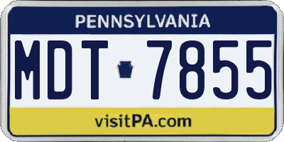 PA license plate MDT7855