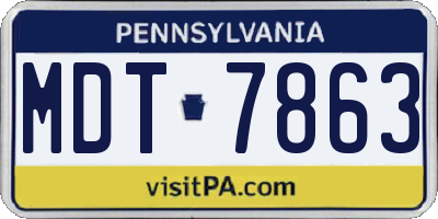 PA license plate MDT7863