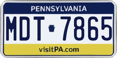 PA license plate MDT7865