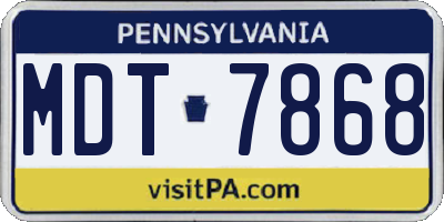 PA license plate MDT7868