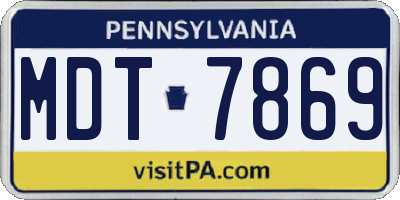 PA license plate MDT7869