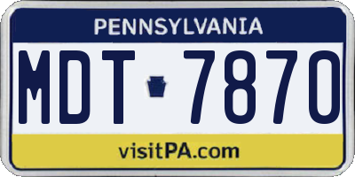 PA license plate MDT7870
