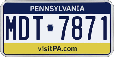 PA license plate MDT7871