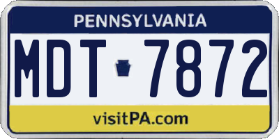 PA license plate MDT7872
