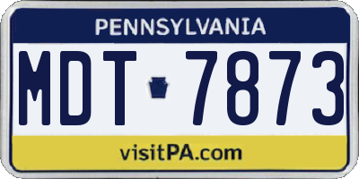 PA license plate MDT7873