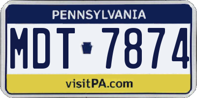 PA license plate MDT7874