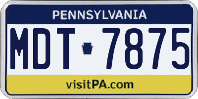 PA license plate MDT7875