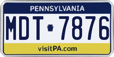 PA license plate MDT7876