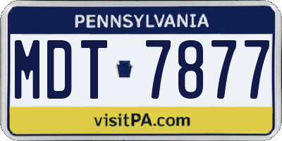 PA license plate MDT7877