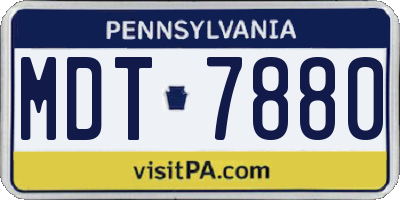 PA license plate MDT7880