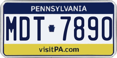 PA license plate MDT7890