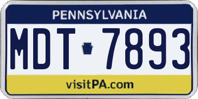 PA license plate MDT7893