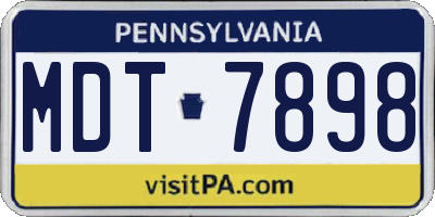 PA license plate MDT7898