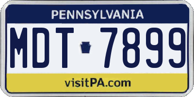 PA license plate MDT7899