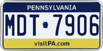 PA license plate MDT7906