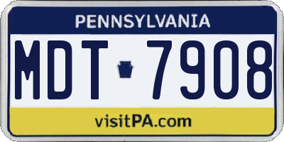 PA license plate MDT7908