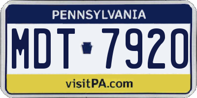 PA license plate MDT7920