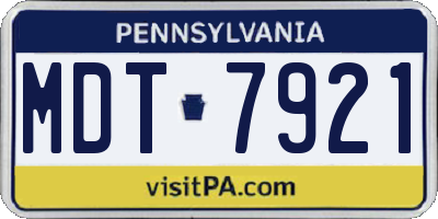 PA license plate MDT7921