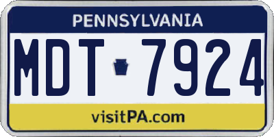 PA license plate MDT7924