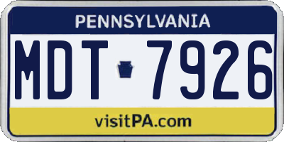 PA license plate MDT7926
