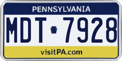 PA license plate MDT7928