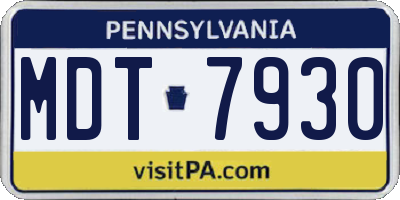 PA license plate MDT7930