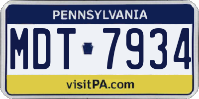 PA license plate MDT7934