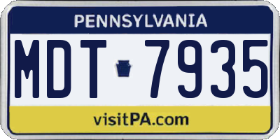 PA license plate MDT7935