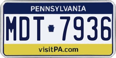 PA license plate MDT7936