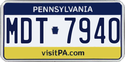 PA license plate MDT7940