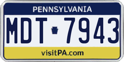 PA license plate MDT7943
