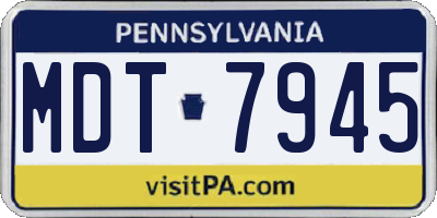 PA license plate MDT7945
