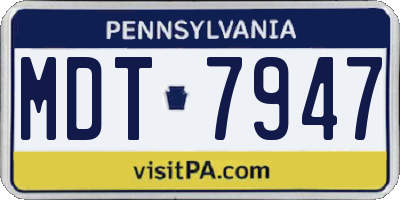 PA license plate MDT7947