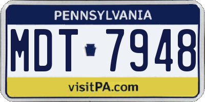 PA license plate MDT7948