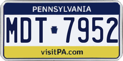 PA license plate MDT7952