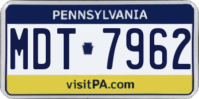 PA license plate MDT7962
