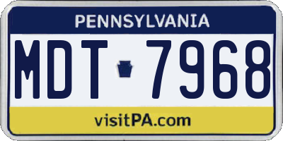 PA license plate MDT7968