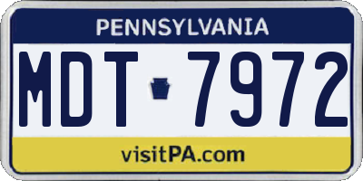 PA license plate MDT7972