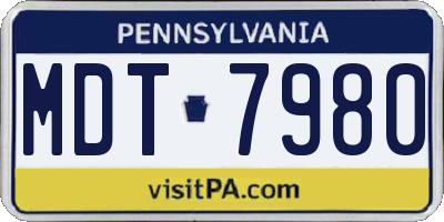 PA license plate MDT7980