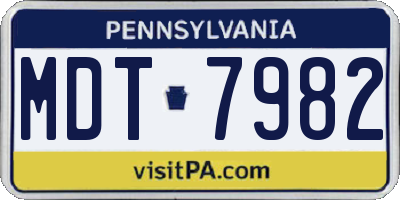 PA license plate MDT7982