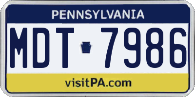 PA license plate MDT7986