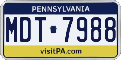 PA license plate MDT7988