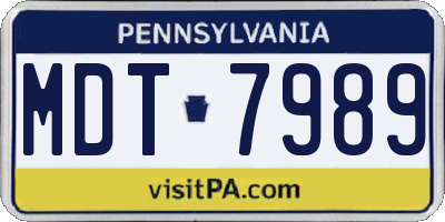 PA license plate MDT7989